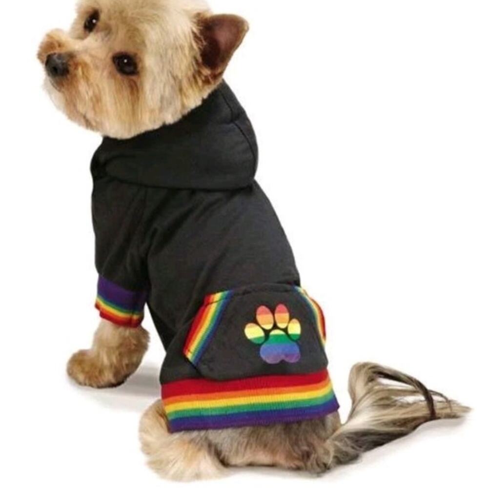 Zack & Zoey Pride Rainbow Pullover Dog Hoodie Small